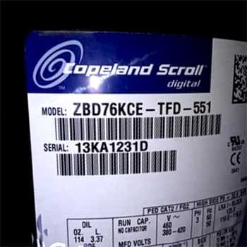 Расшифровка маркировки спиральных компрессоров Copeland ZBD, ZFD
