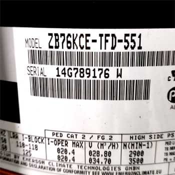 Расшифровка маркировки спиральных компрессоров Copeland ZB